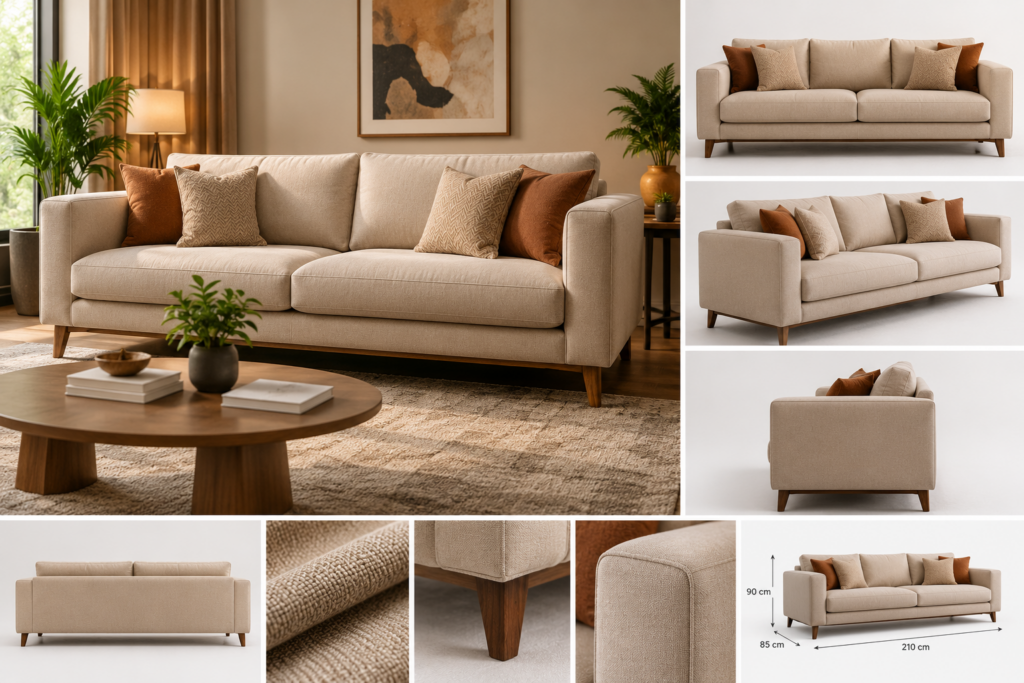Luxury 3-Seater Sofa view 1